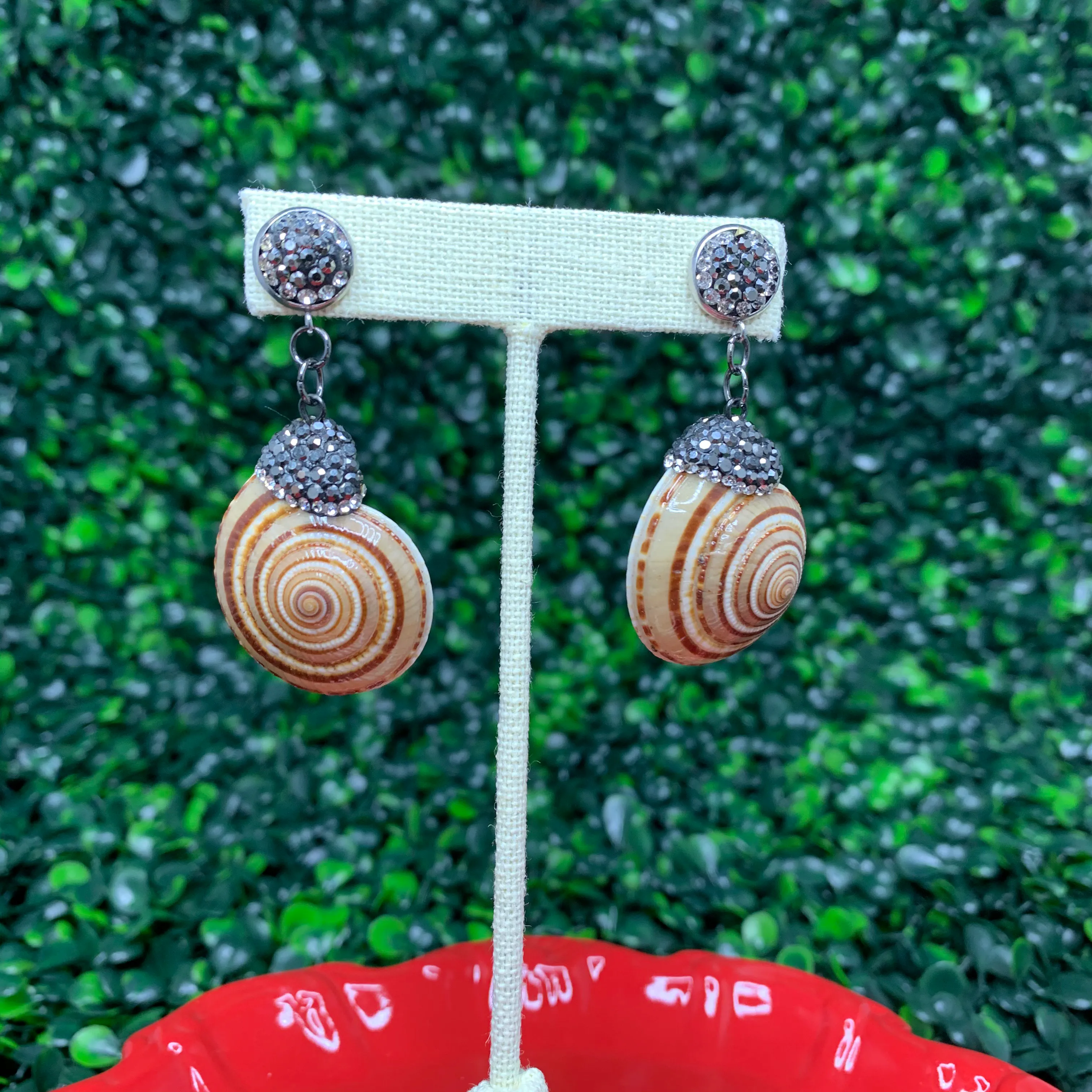 Embellished Shells Earrings with Pave Crystals 270-01 | Erika Williner Designs
