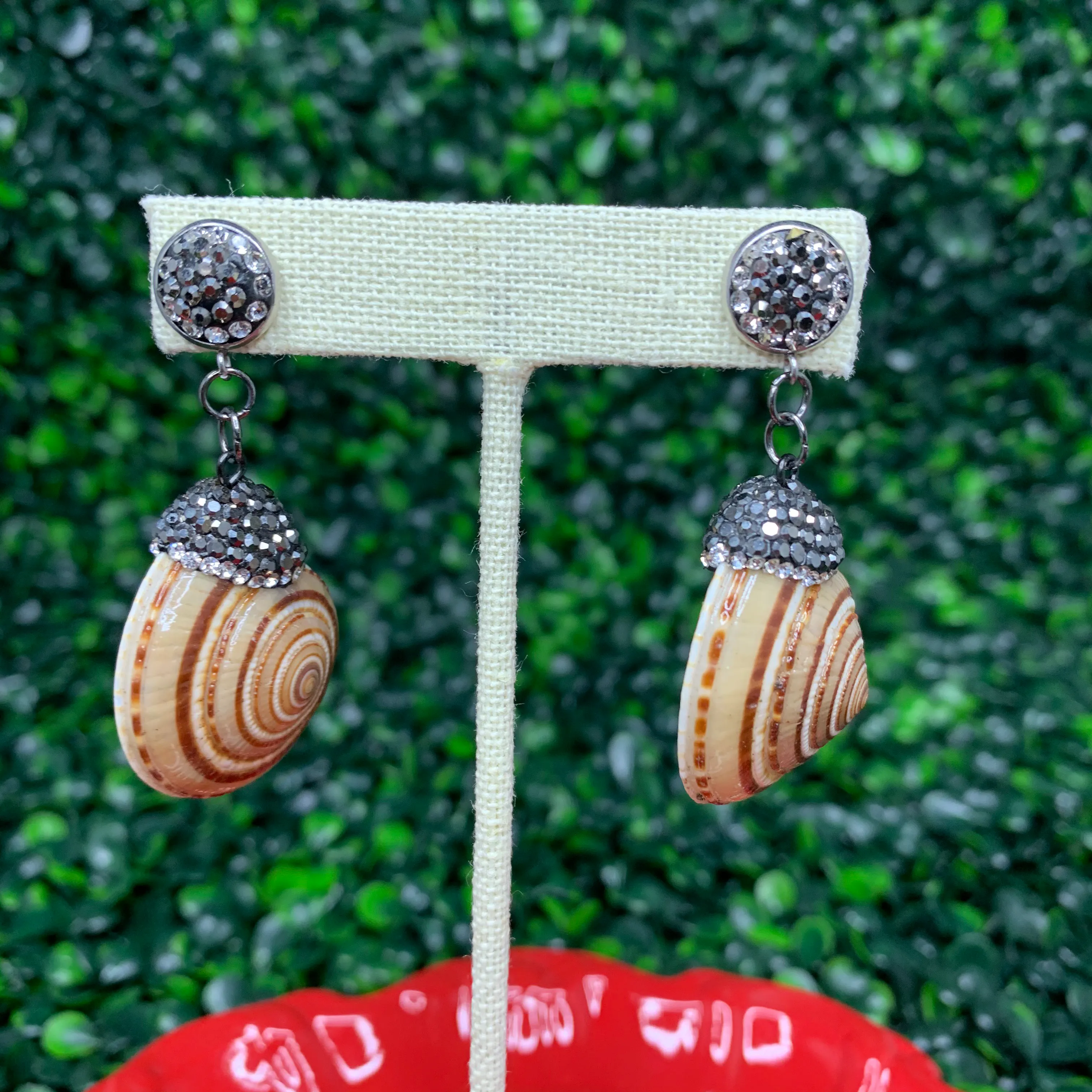 Embellished Shells Earrings with Pave Crystals 270-01 | Erika Williner Designs