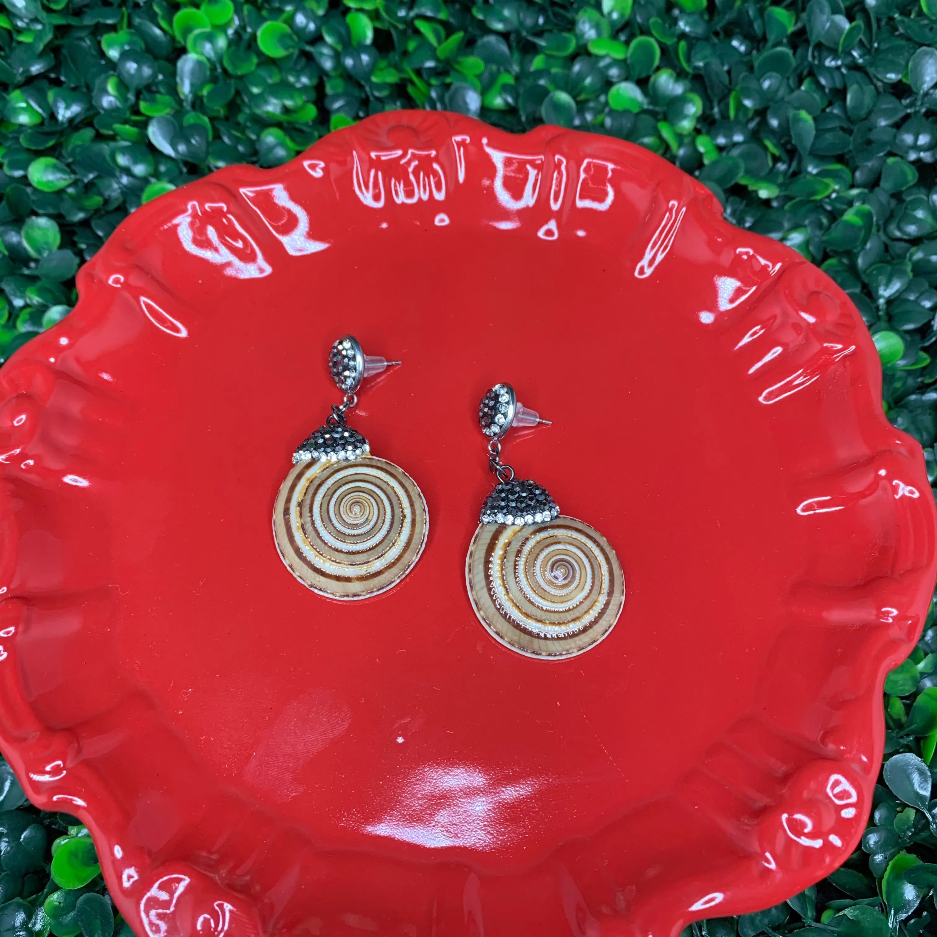 Embellished Shells Earrings with Pave Crystals 270-01 | Erika Williner Designs