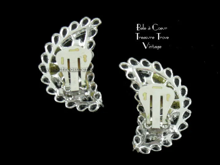 Emmons Brooch & Earrings Set Shimmering Lace Vintage 1960s