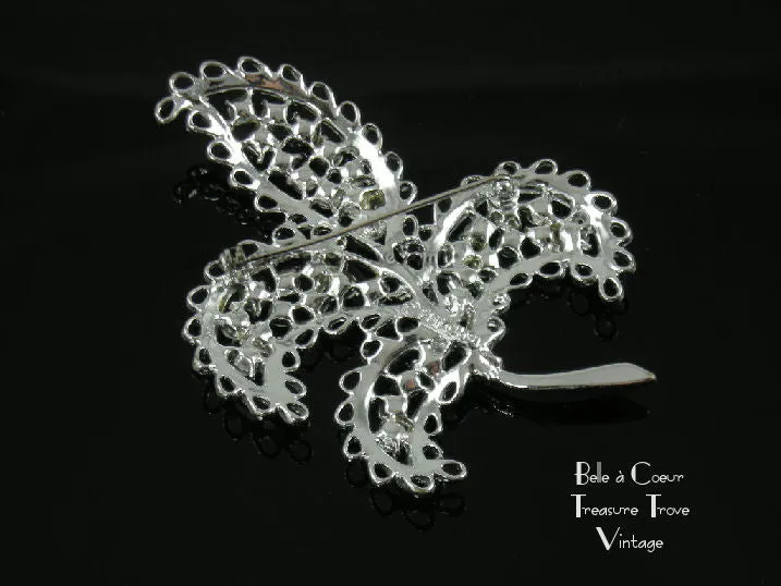Emmons Brooch & Earrings Set Shimmering Lace Vintage 1960s