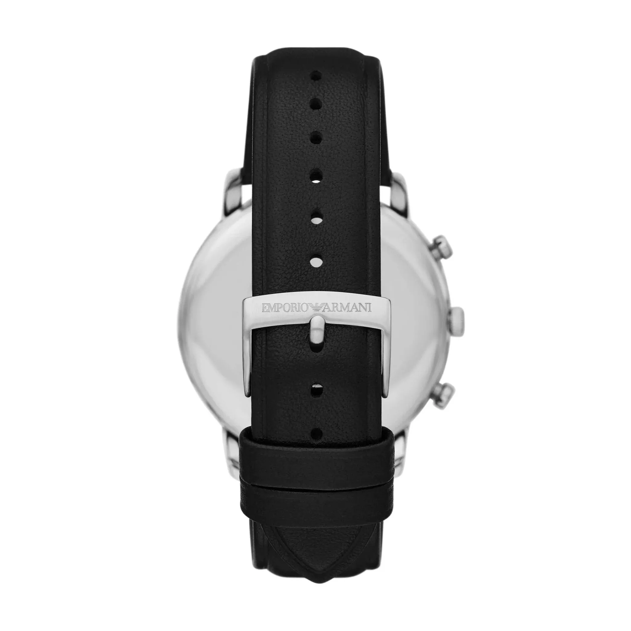 Emporio Armani Chronograph Gents Watch with Golden Dial and Black Leather Strap