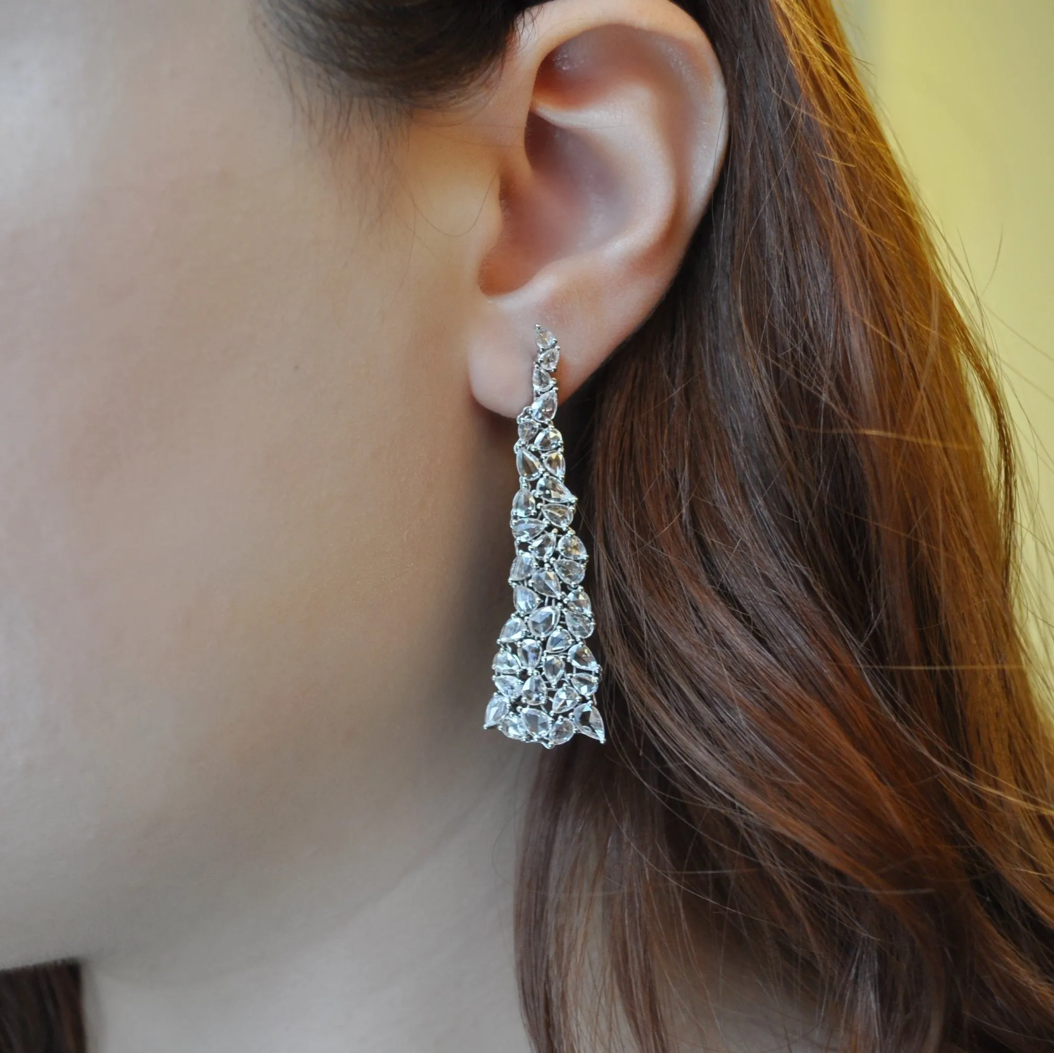 Enchanted Evening Mimosa Diamond Chandelier Whitegold Earrings