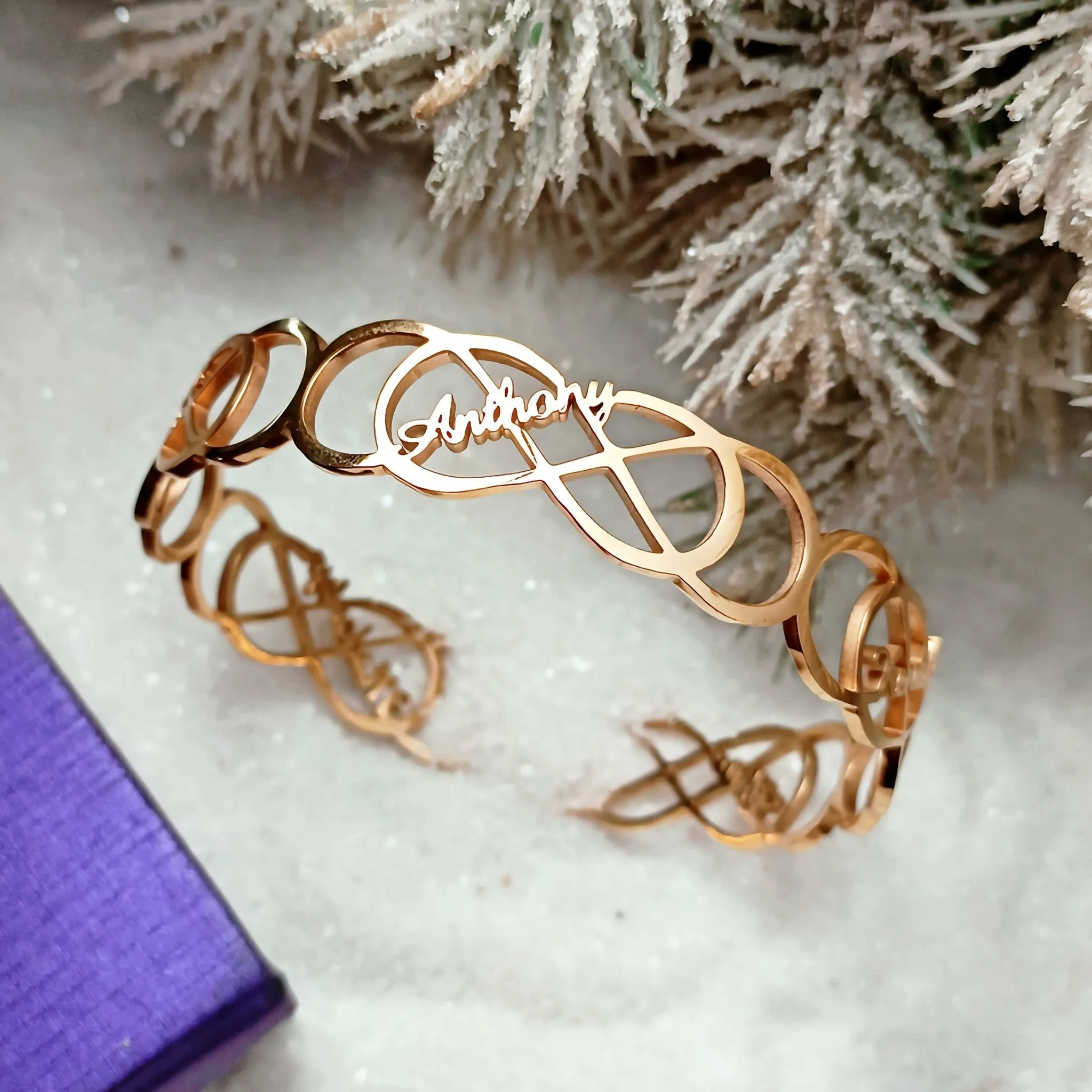 Endless Double Infinity Name Bangle