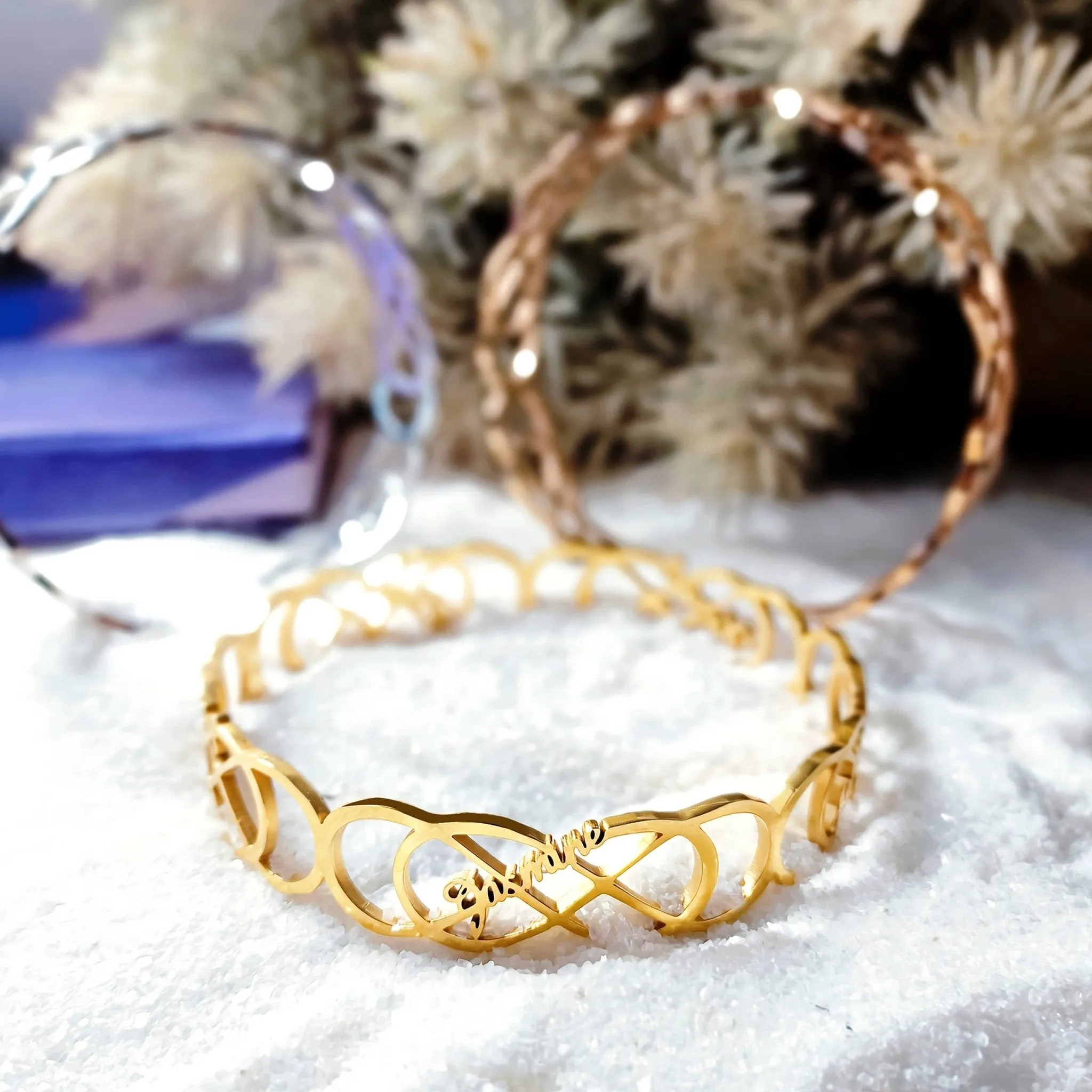 Endless Double Infinity Name Bangle