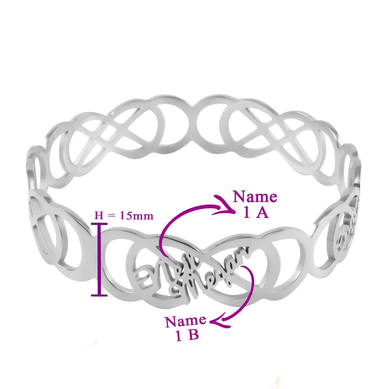 Endless Double Infinity Name Bangle