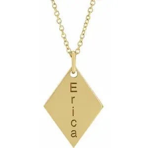 Engravable Diamond-Shaped 16-18" Necklace or Pendant 87387