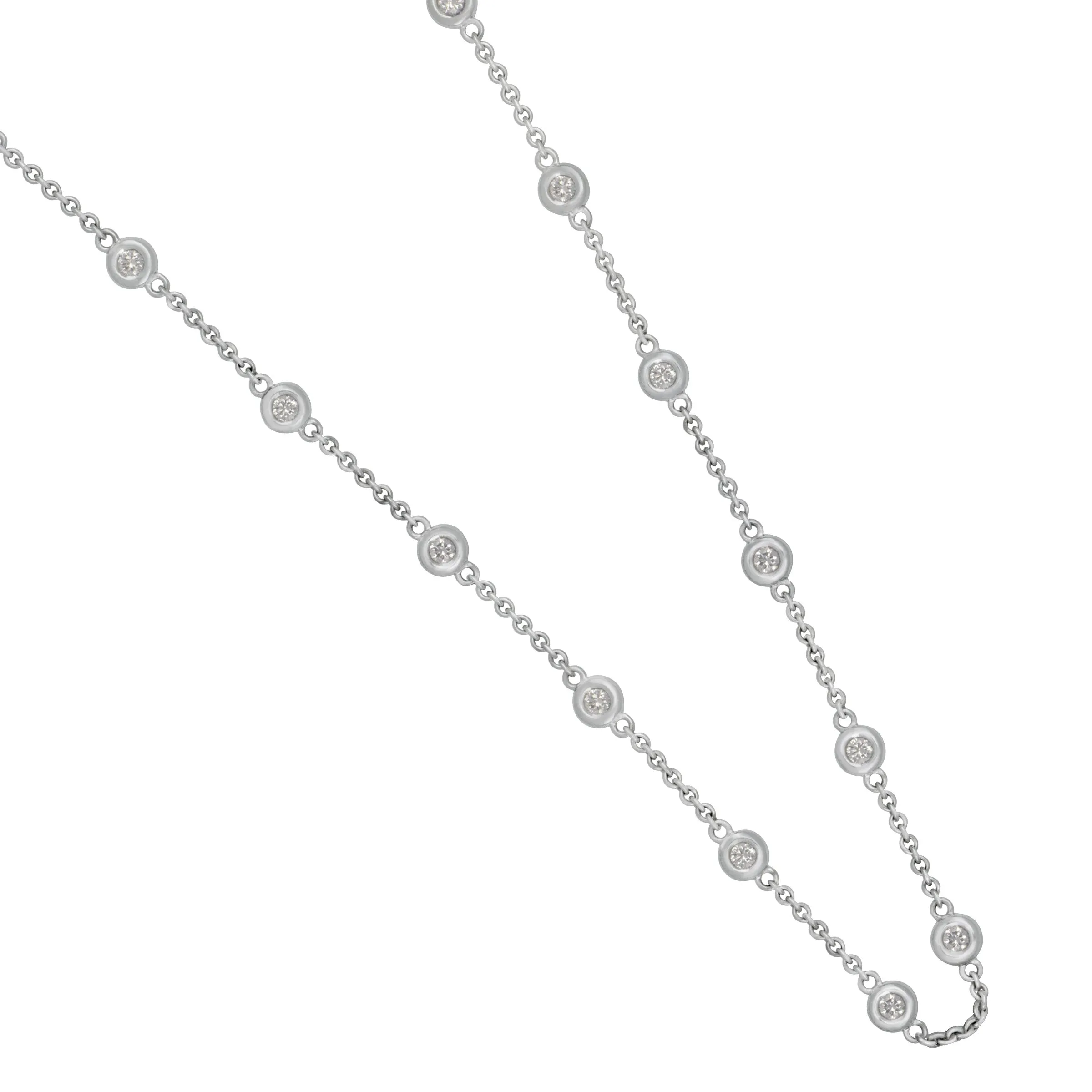 Erica Courtney Platinum 32'' Necklace 80 D=3.71TW BEZEL SET PAVE Diamond Heart Clasp