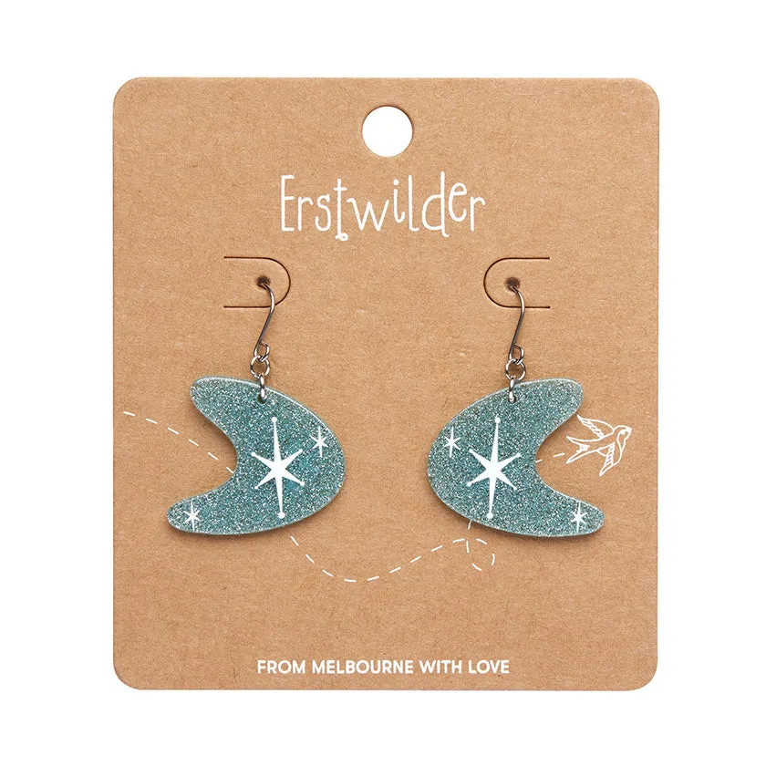 Erstwilder Atomic Boomerang Glitter Drop Earrings - blue