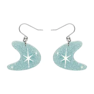 Erstwilder Atomic Boomerang Glitter Drop Earrings - blue