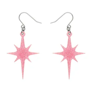 Erstwilder Atomic Star Glitter Drop Earrings - pink