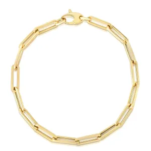 Essential Medium Paperclip Link Drawn Gold Cable Chain Bracelet (hollow)