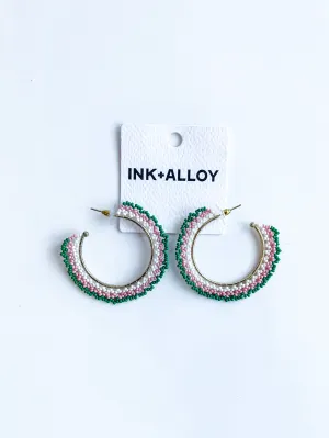 Eve Beaded Oversized Hoop Ink   Alloy