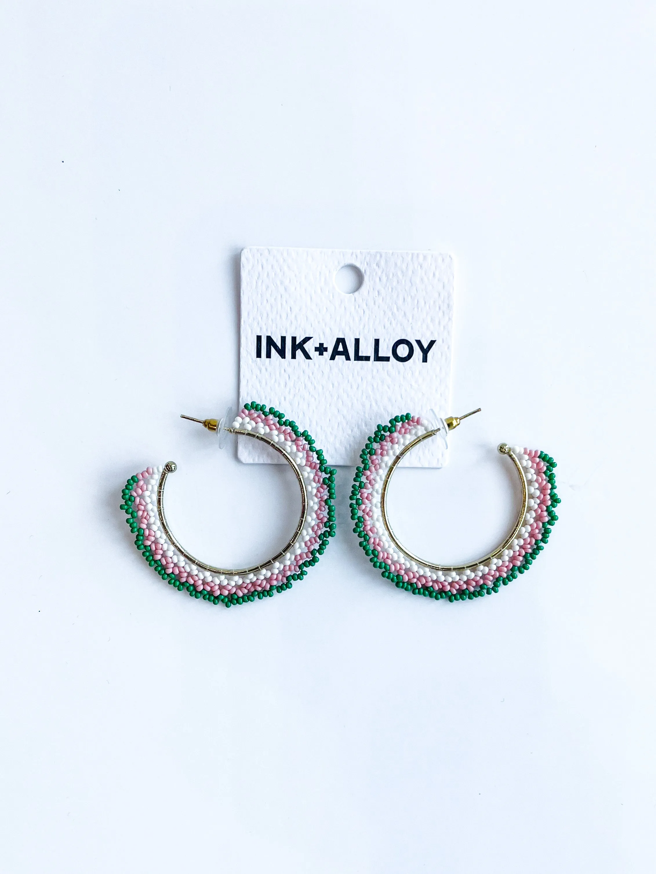 Eve Beaded Oversized Hoop Ink   Alloy