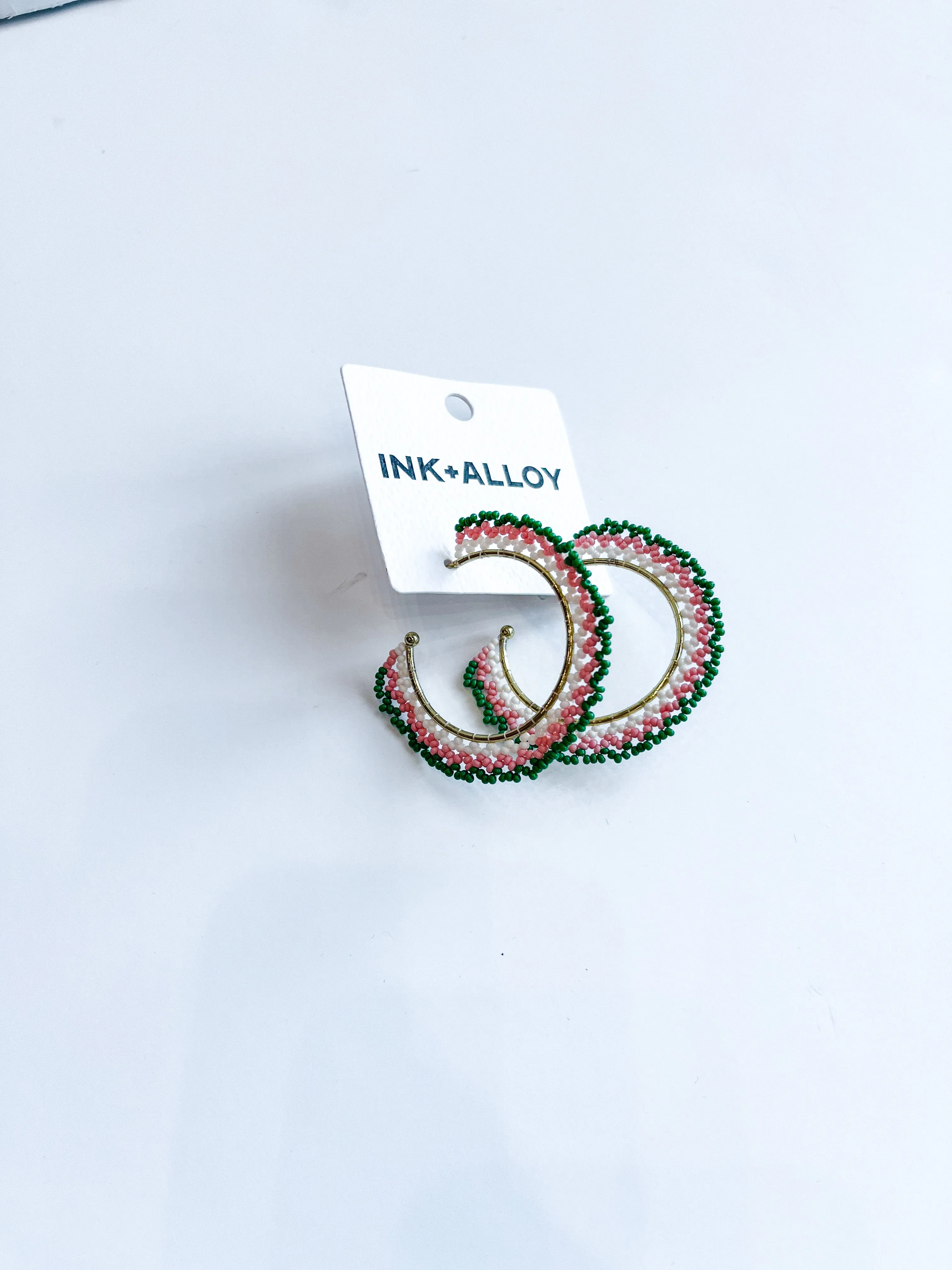 Eve Beaded Oversized Hoop Ink   Alloy