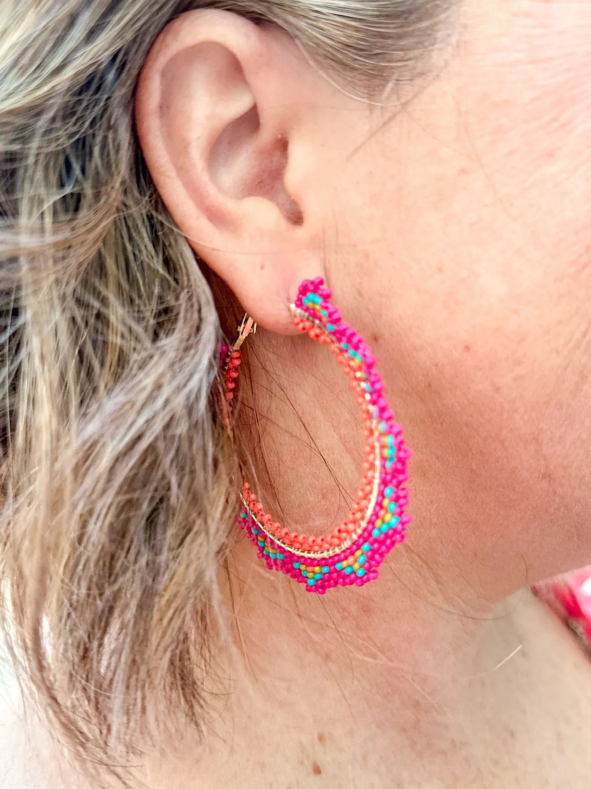 Eve Beaded Oversized Hoop Ink   Alloy