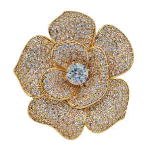 Exquisite Gold - Plated Flower - Shaped CZ Brooch - Perfect for Any Occasion