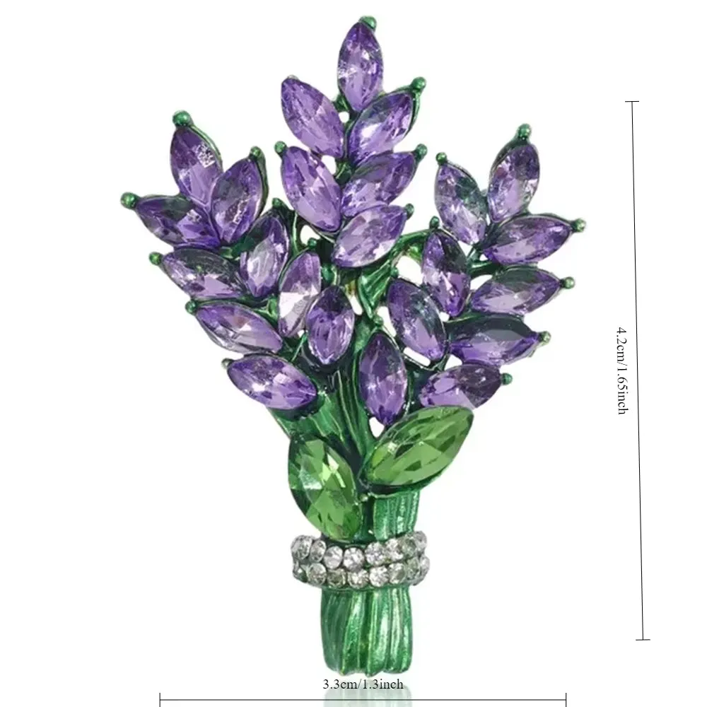 Exquisite Purple Lavender Brooch Women'S Brooches Crystal Rhinestone Bouquet Pins Clothing Coat Luxury Jewelry Girl Gift