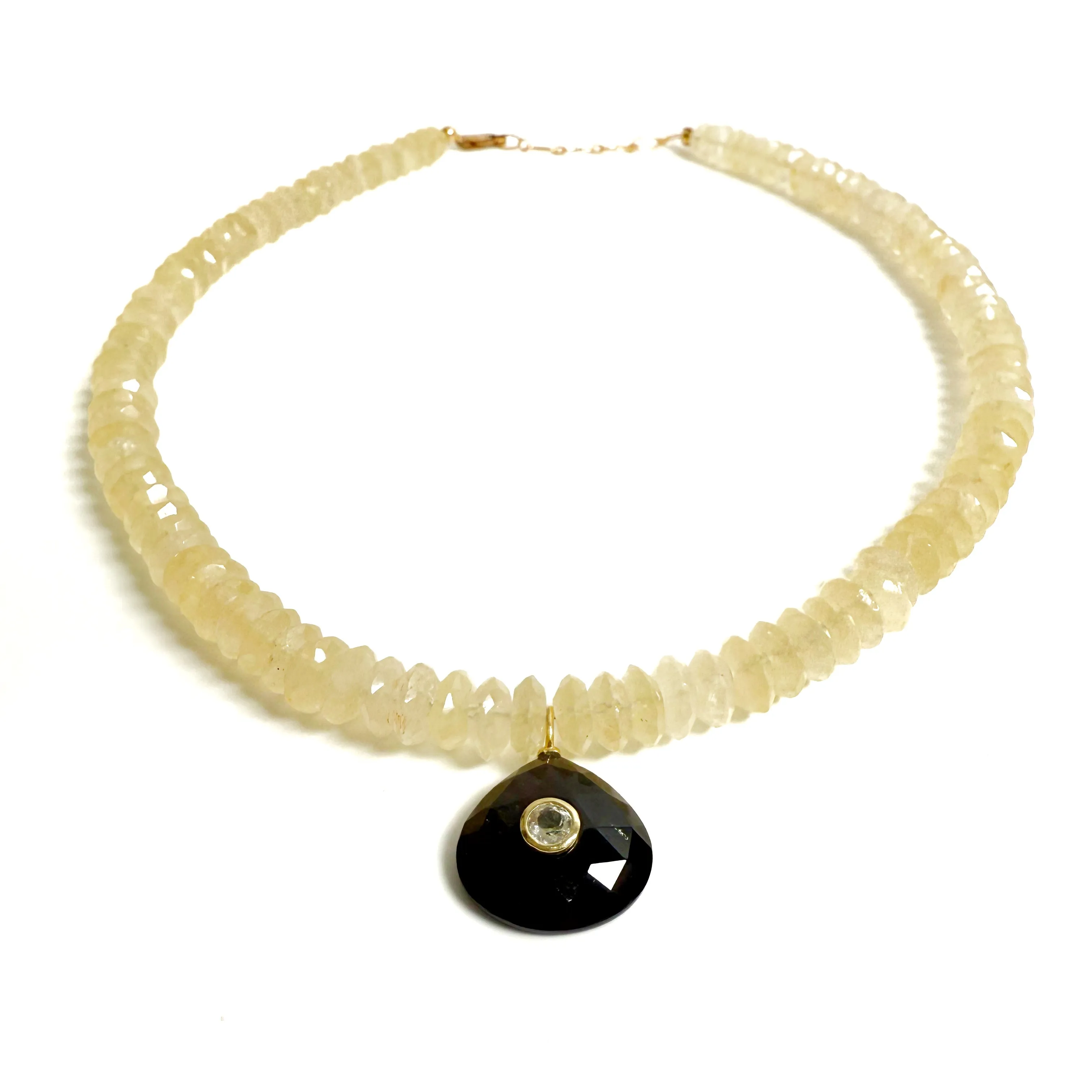 Faceted Yellow Topaz with Charm Necklace