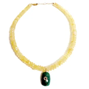 Faceted Yellow Topaz with Charm Necklace