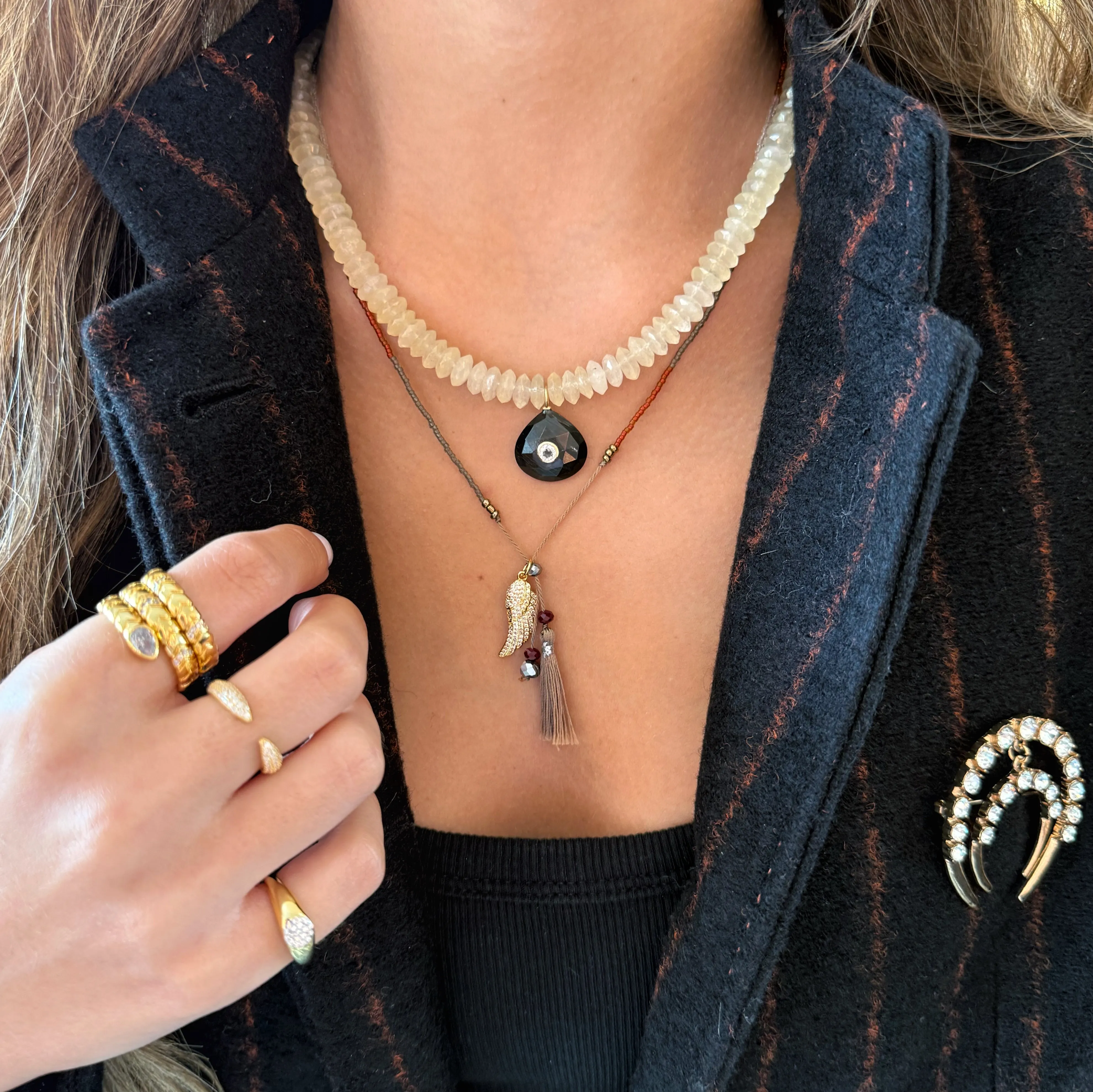 Faceted Yellow Topaz with Charm Necklace