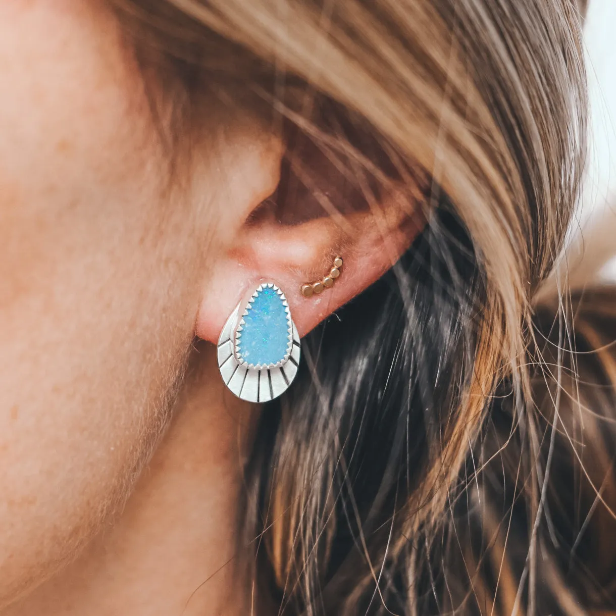 Fan Jacket Studs - Australian Opal