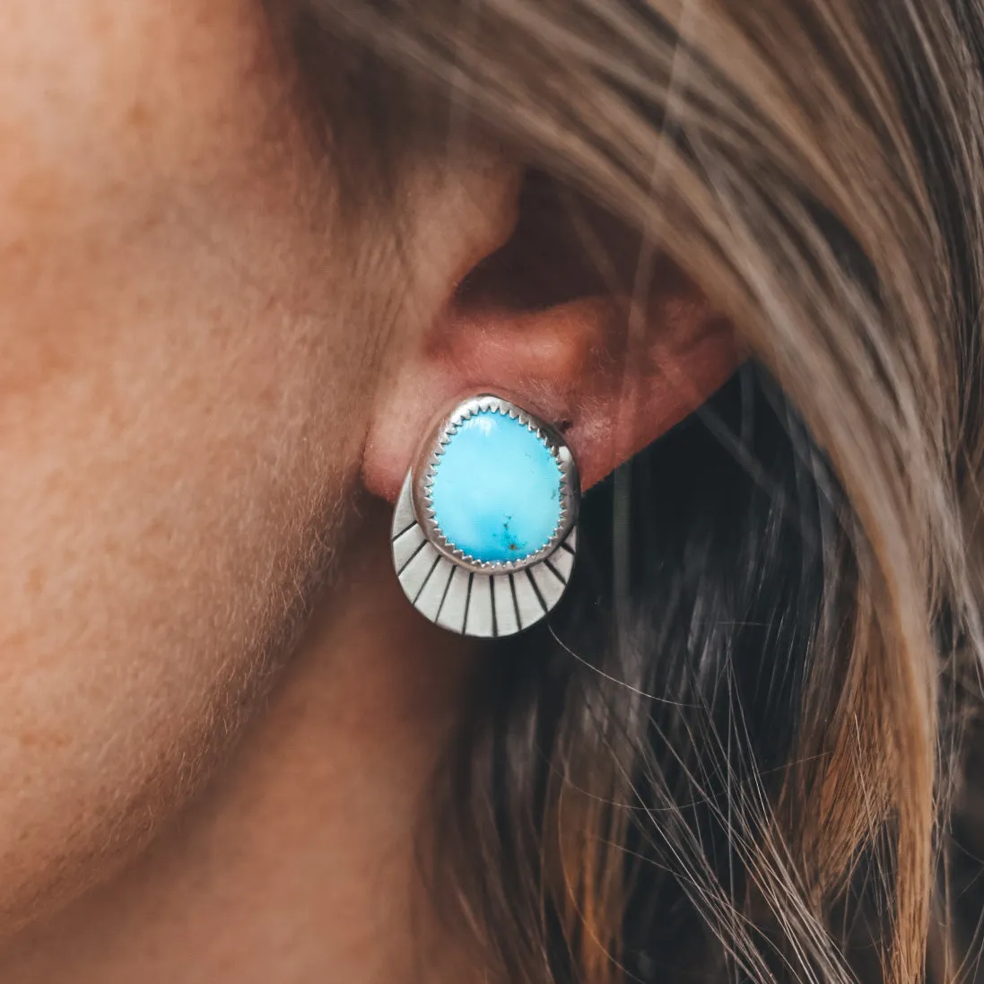 Fan Jacket Studs - Golden Hills Turquoise