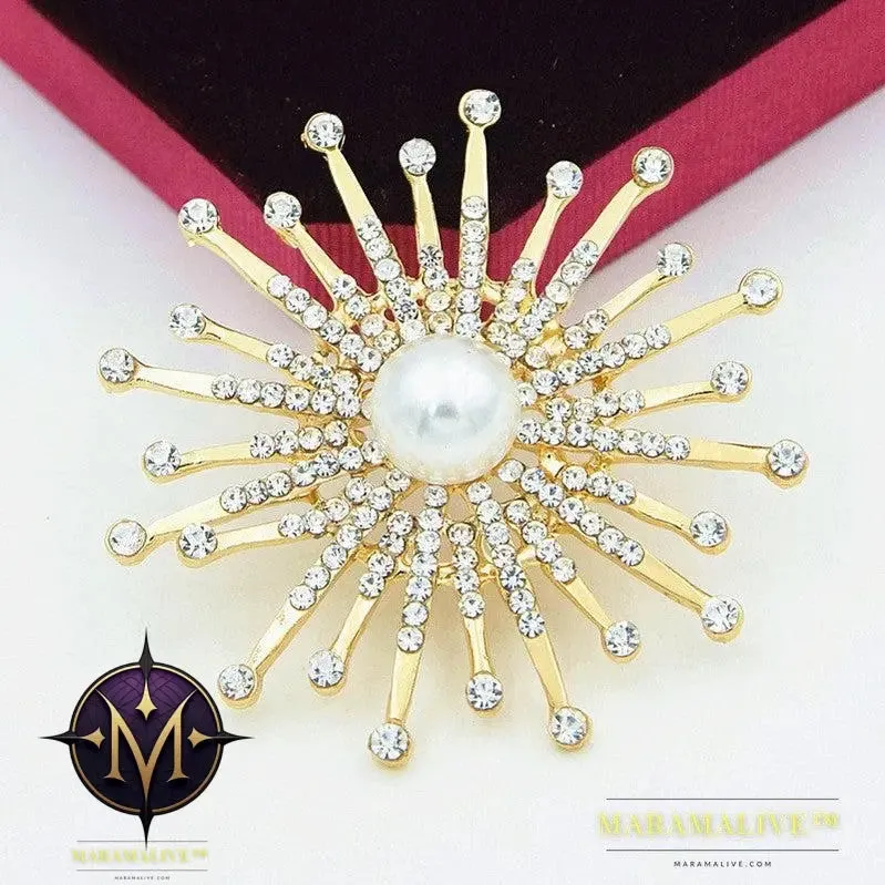 Fashion Crystal Sun Broche For Women Sunflower Brooches Pins Cristal Perla Brochase Voor Vrouwen Jewelry Dropshipping