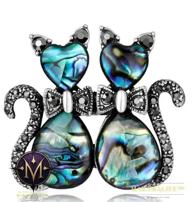 Fashion shell cats Brooches jewelry High Quality glass rhinestone animal pins and brooches for women men suits scarf pins metal