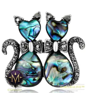 Fashion shell cats Brooches jewelry High Quality glass rhinestone animal pins and brooches for women men suits scarf pins metal
