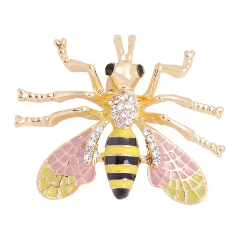 Fashion Women Enamel Bee Brooch Pin Vintage Metal Insect Creative Jewelry Accessories Drop Oil Broooches Pins Badges For Lady