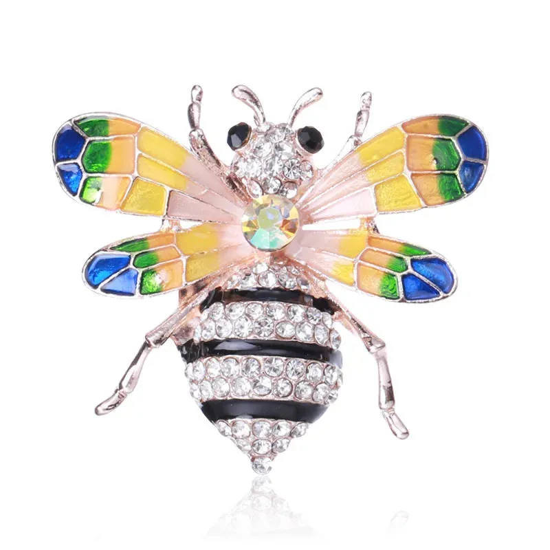 Fashion Women Enamel Bee Brooch Pin Vintage Metal Insect Creative Jewelry Accessories Drop Oil Broooches Pins Badges For Lady