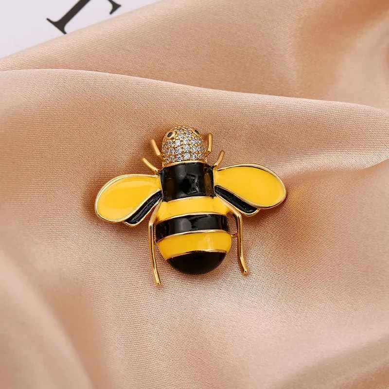 Fashion Women Enamel Bee Brooch Pin Vintage Metal Insect Creative Jewelry Accessories Drop Oil Broooches Pins Badges For Lady
