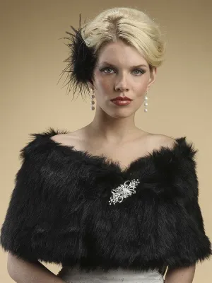 Faux Fur Shawl with Jet Black Fox