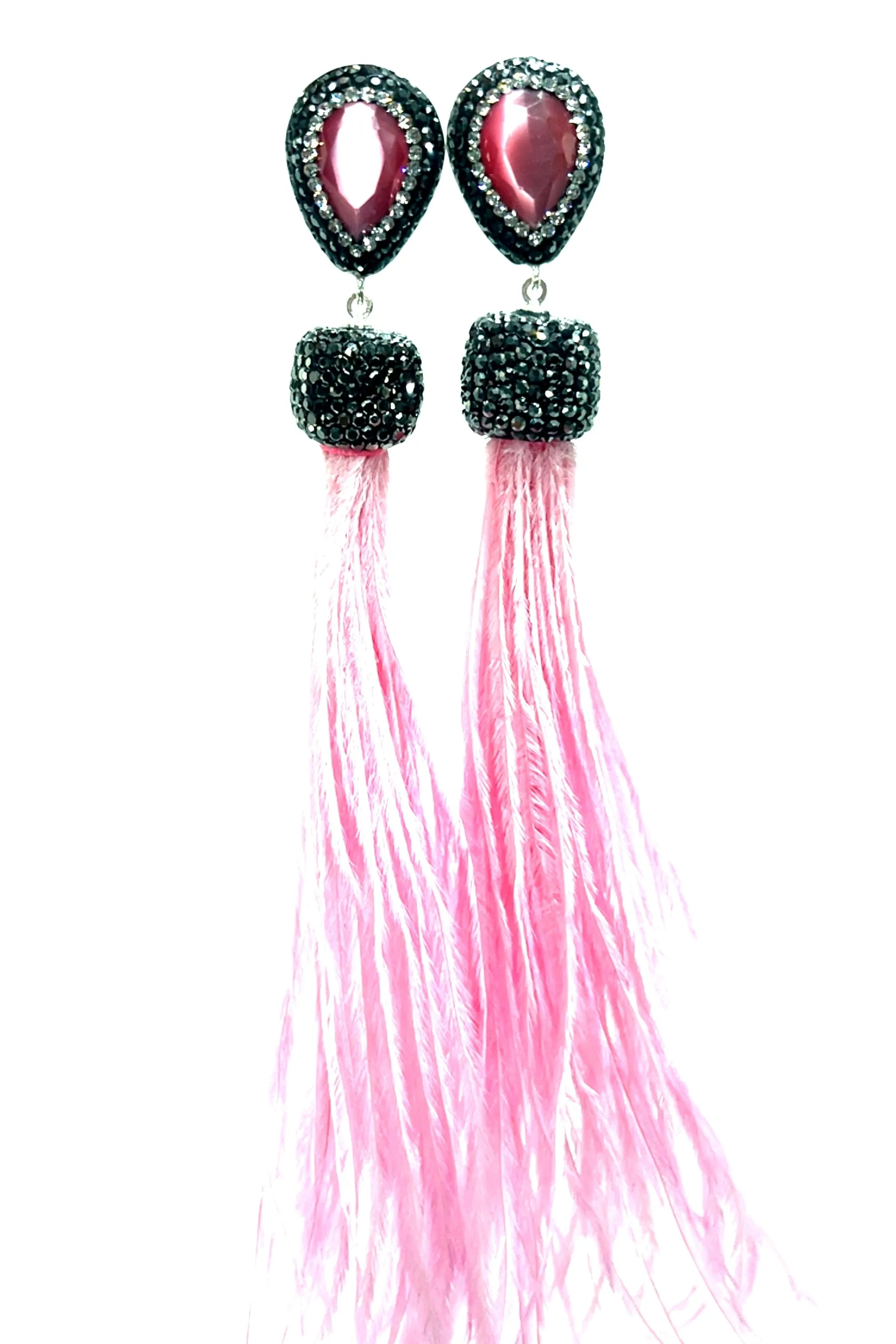 Feather Gemstone 925 Sterling Silver Statement Earring