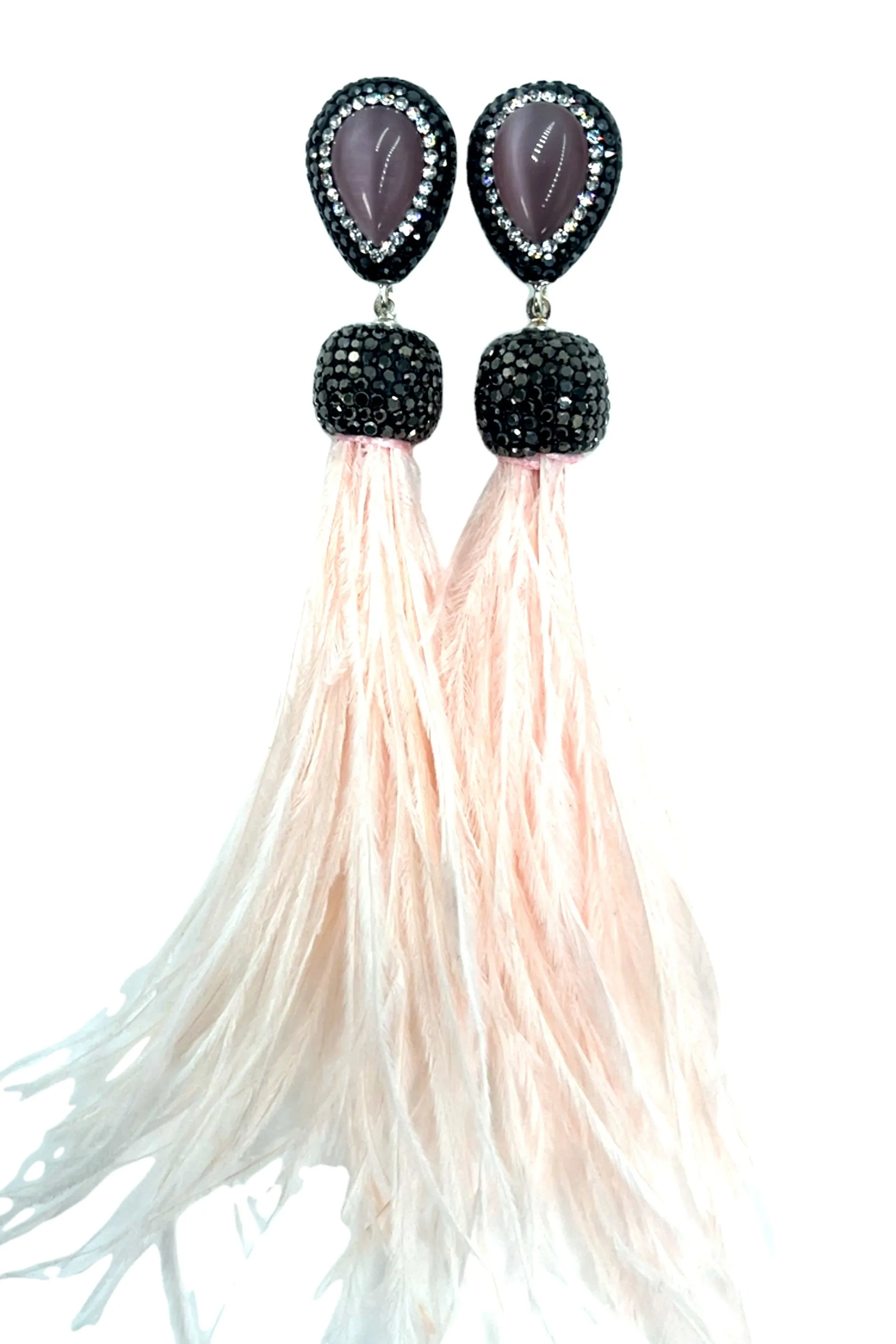 Feather Gemstone 925 Sterling Silver Statement Earring