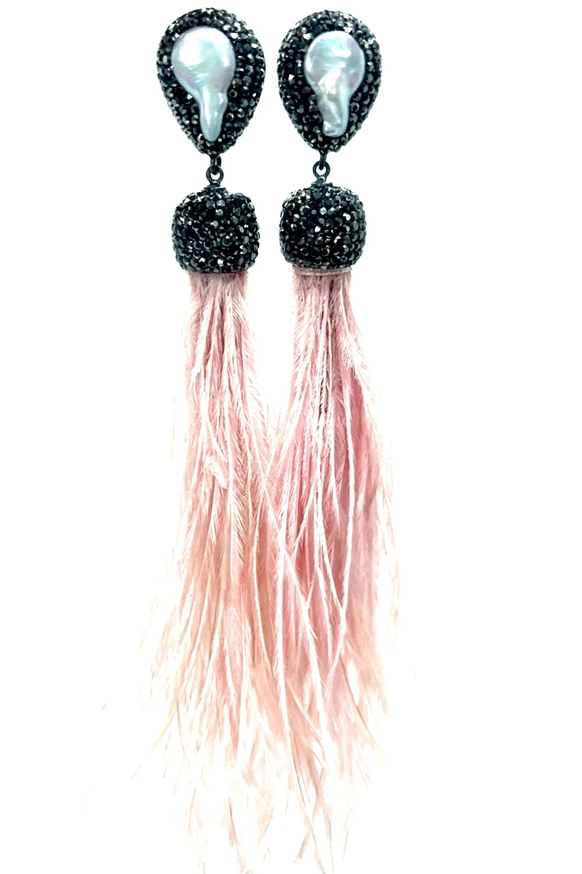 Feather Gemstone 925 Sterling Silver Statement Earring