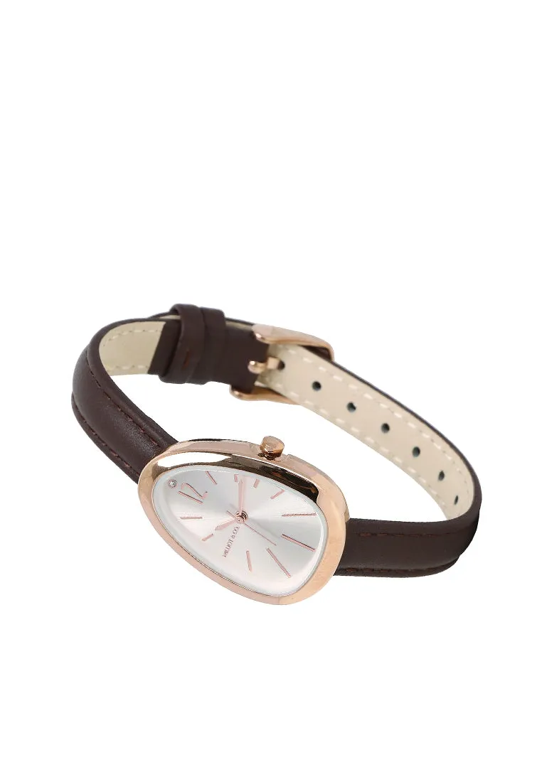 Felis Rose Gold Leather Analog Watches (Brown)