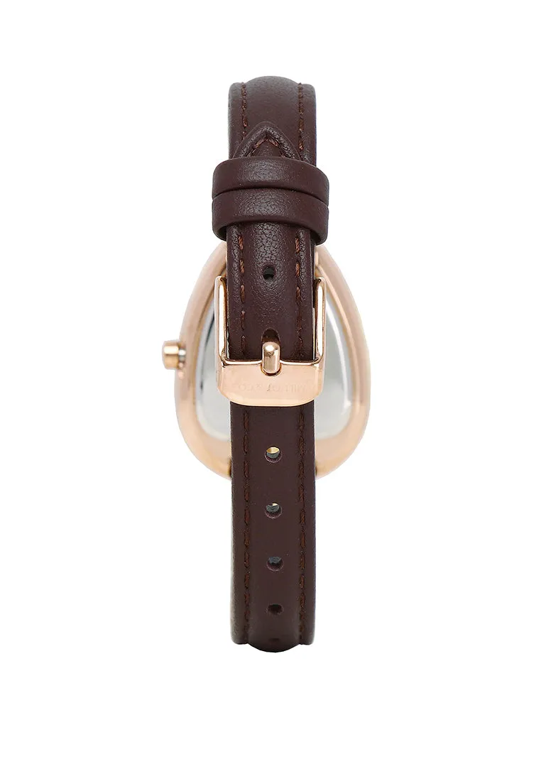 Felis Rose Gold Leather Analog Watches (Brown)