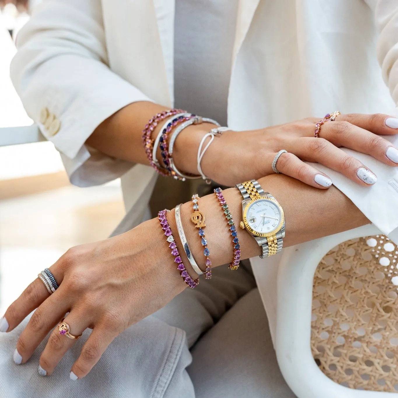 Femininity Infinity Bangle - White Enamel