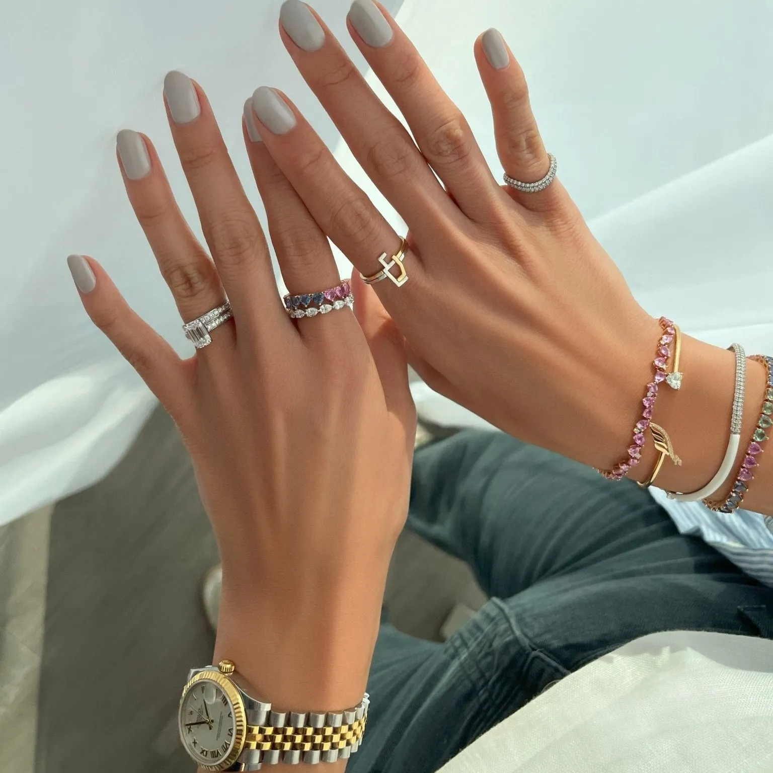Femininity Infinity Bangle - White Enamel