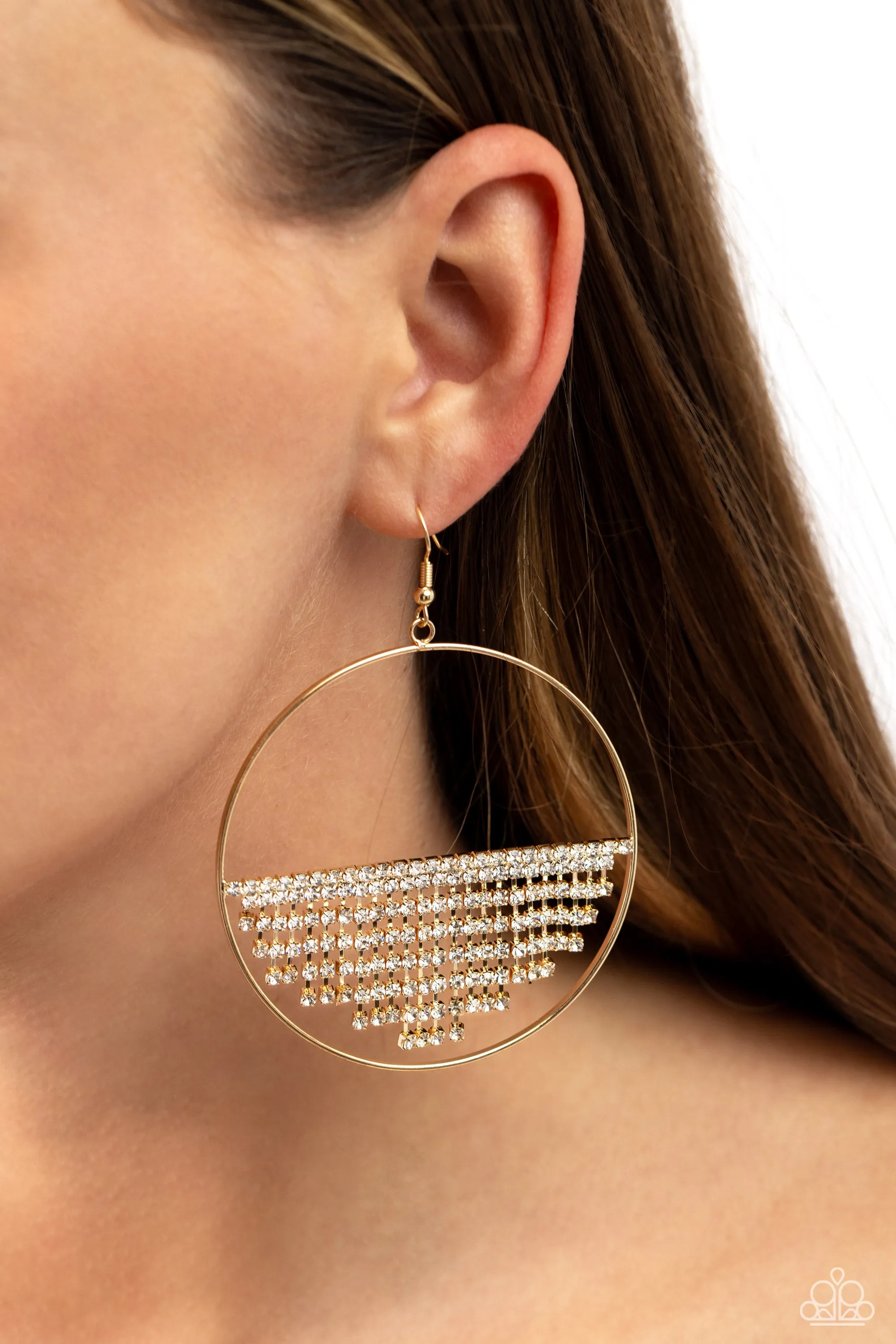 Fierce Fringe Gold Earrings Paparazzi