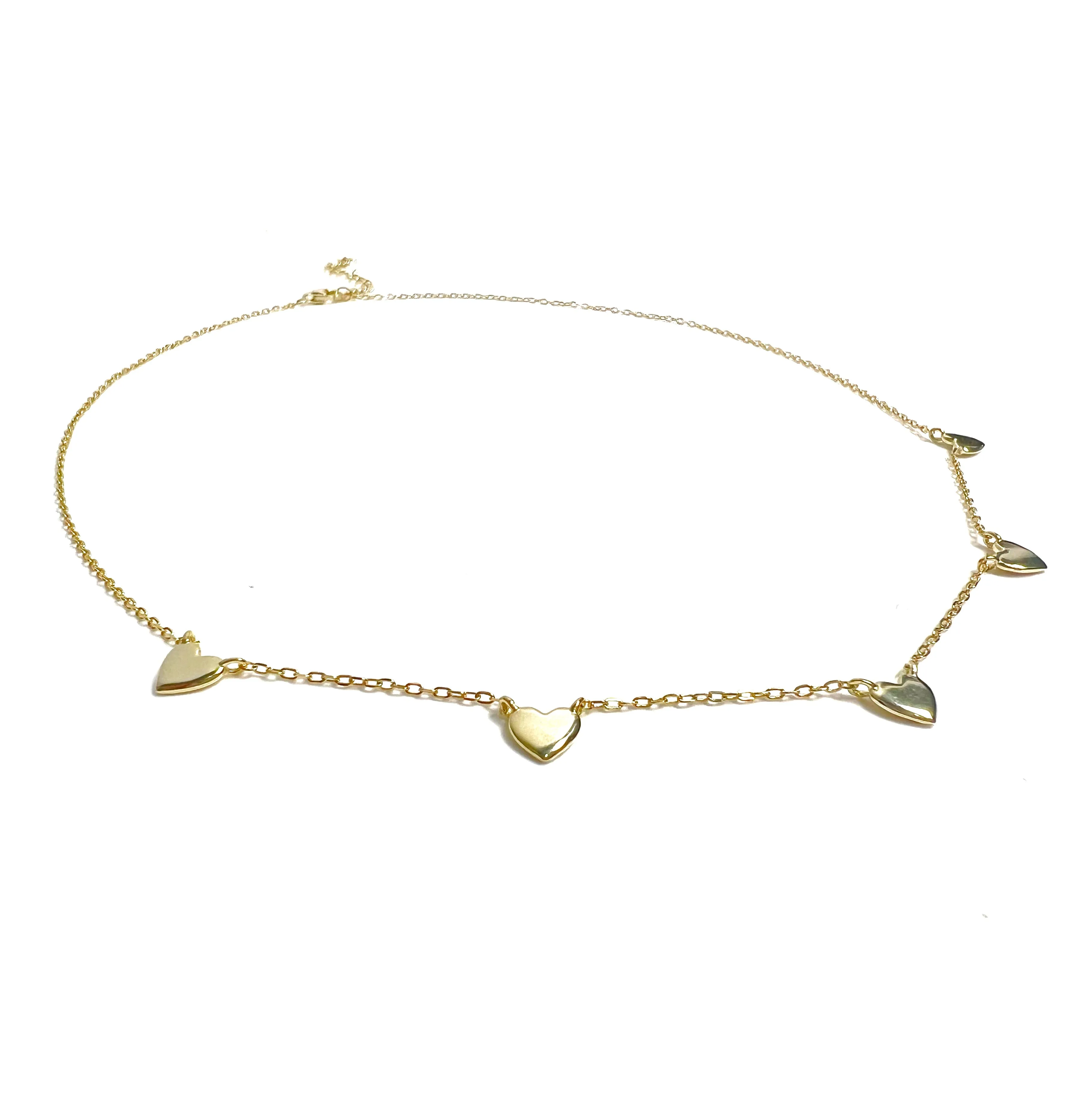Five Flat Heart Necklace