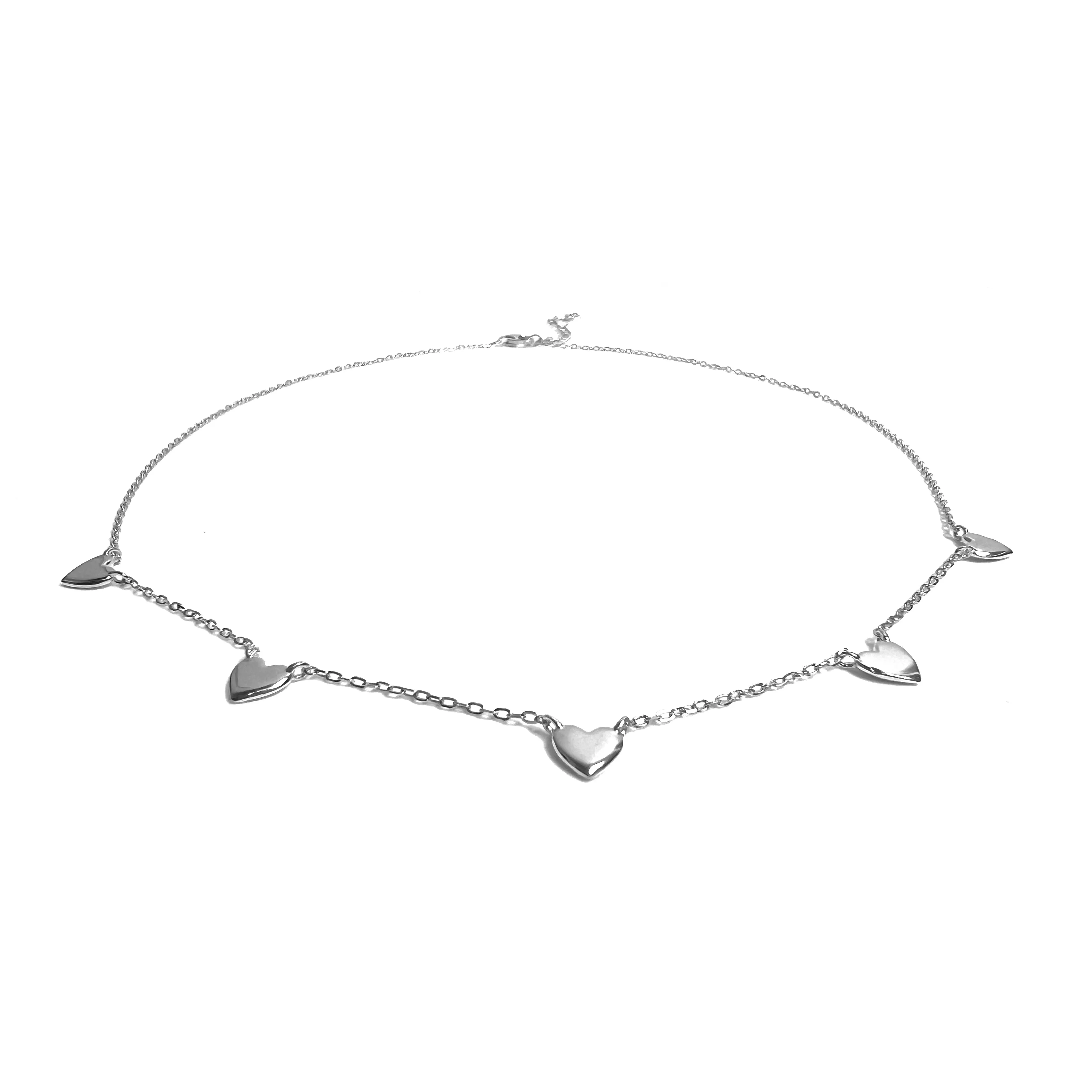 Five Flat Heart Necklace