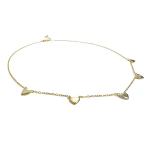 Five Flat Heart Necklace