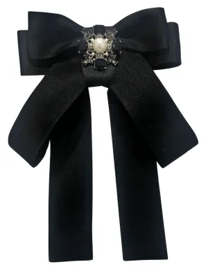 Fleur de Camélia Rhinestone Satin Ribbon Brooch
