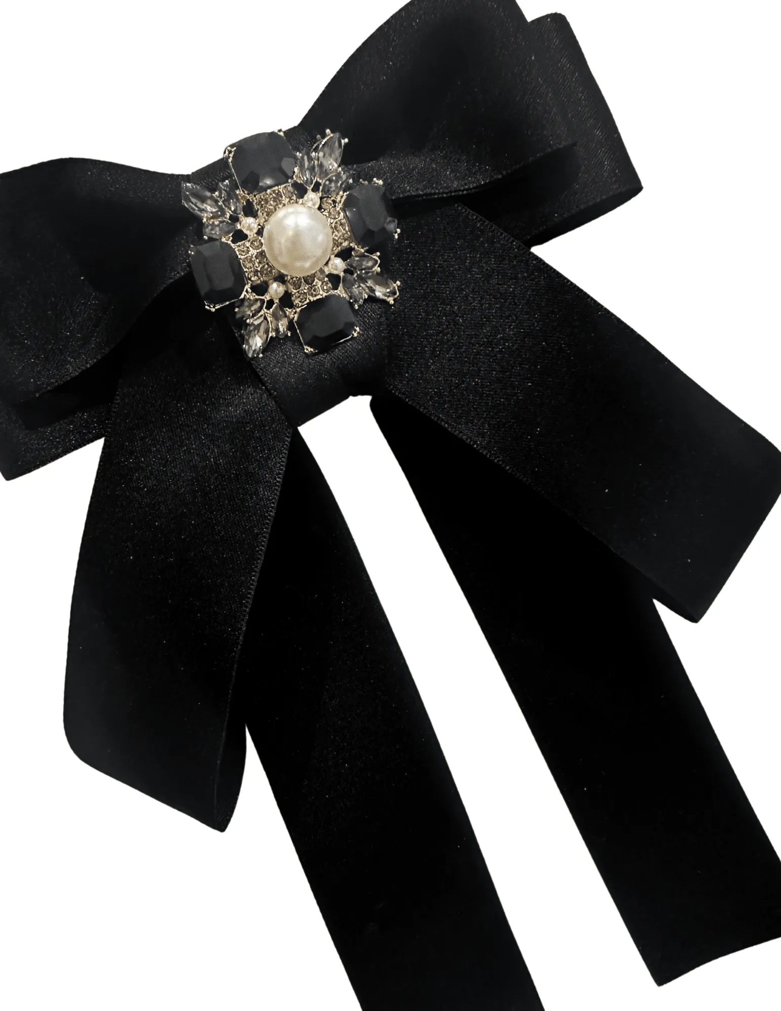 Fleur de Camélia Rhinestone Satin Ribbon Brooch