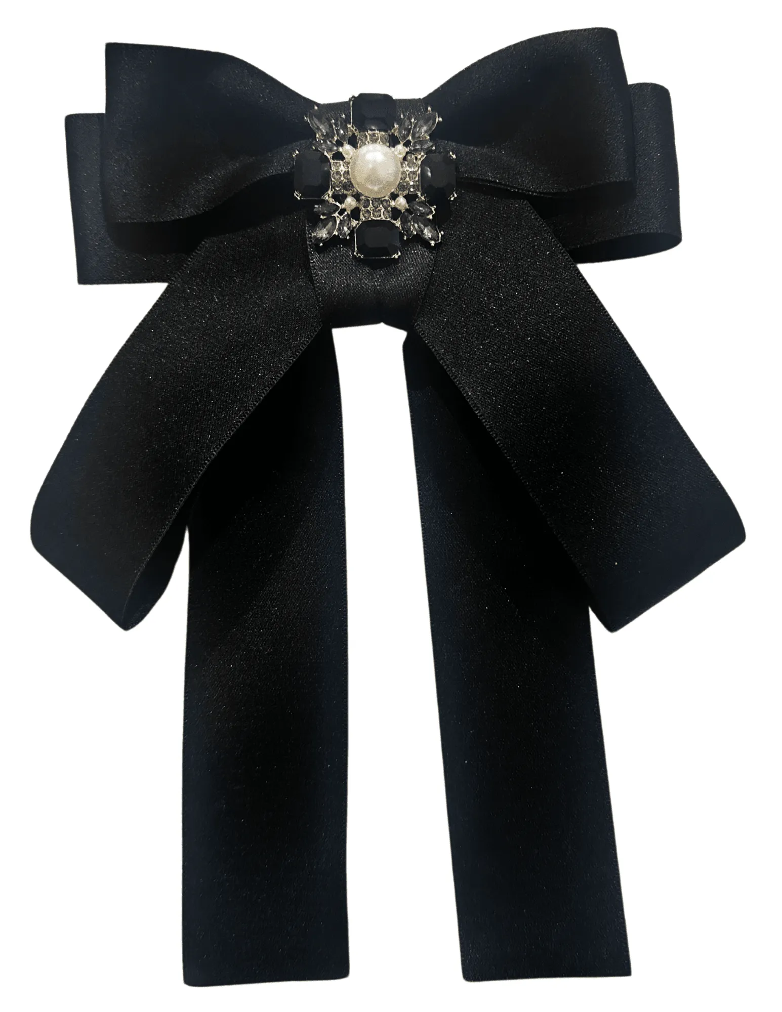 Fleur de Camélia Rhinestone Satin Ribbon Brooch