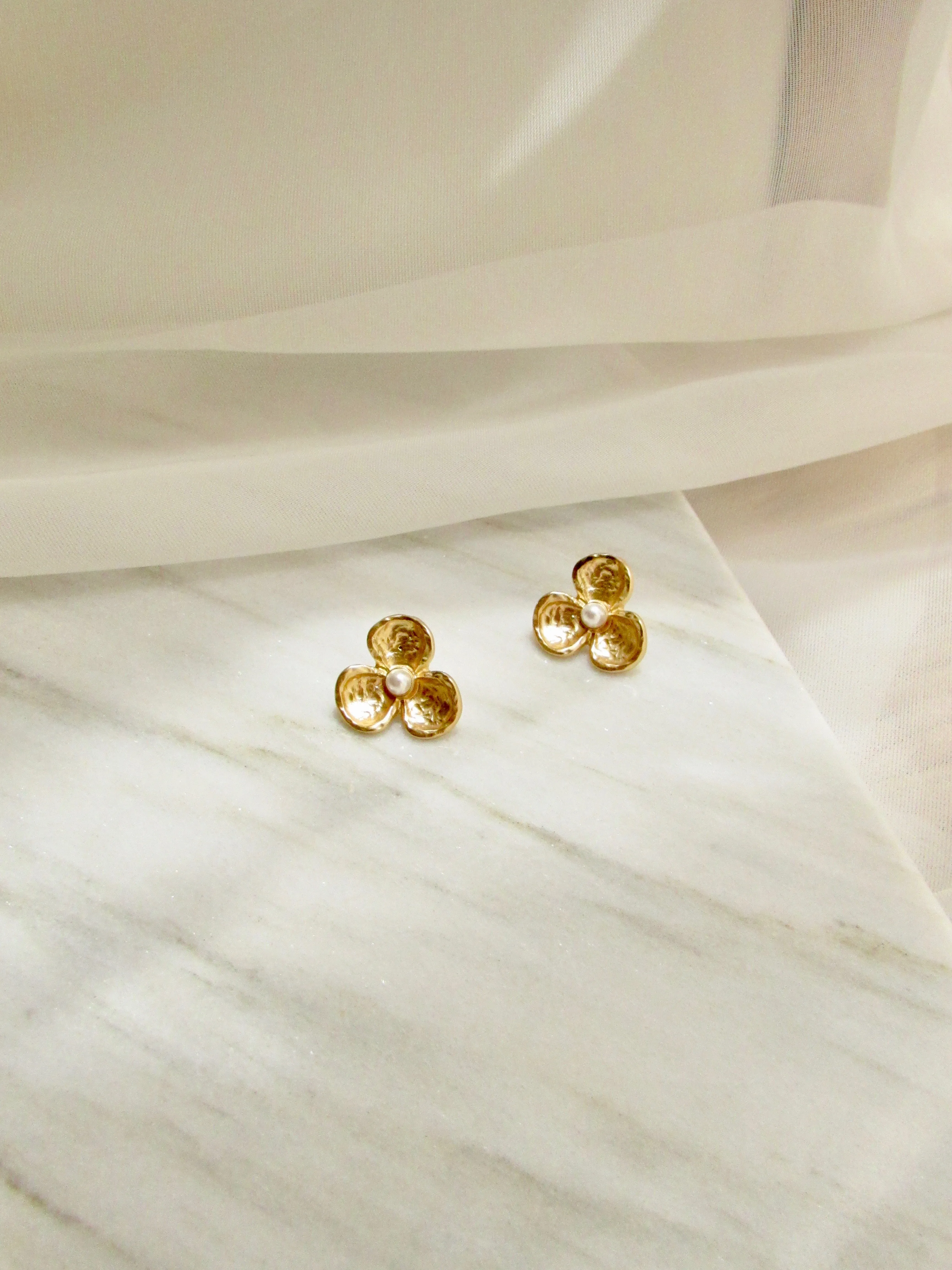 Floral 18k Gold Vermeil Statement Earrings