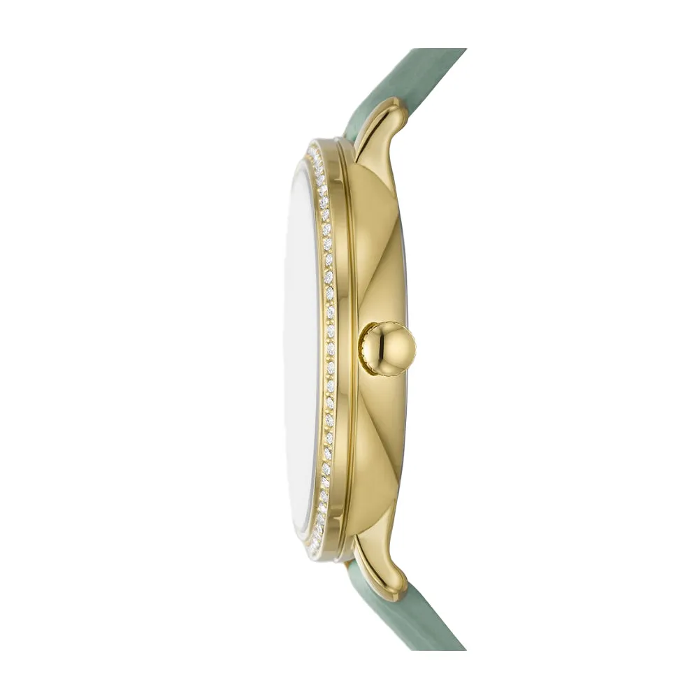 Fossil JacquelineWomen's Sun Moon Multifunction Green Eco Leather Watch